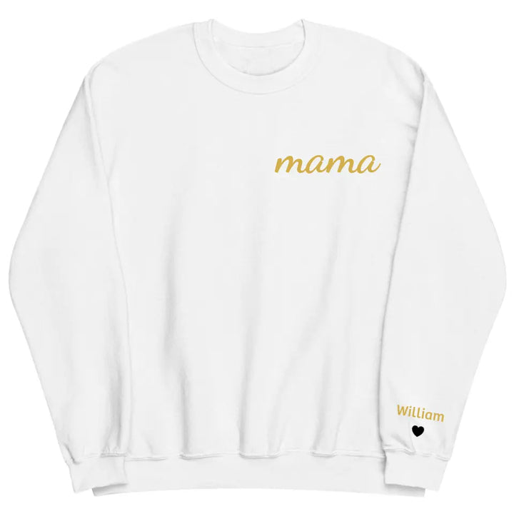 Mama With Kids Name - Personalized Custom Embroidered Sweatshirt - Gift For Mom, Family Members