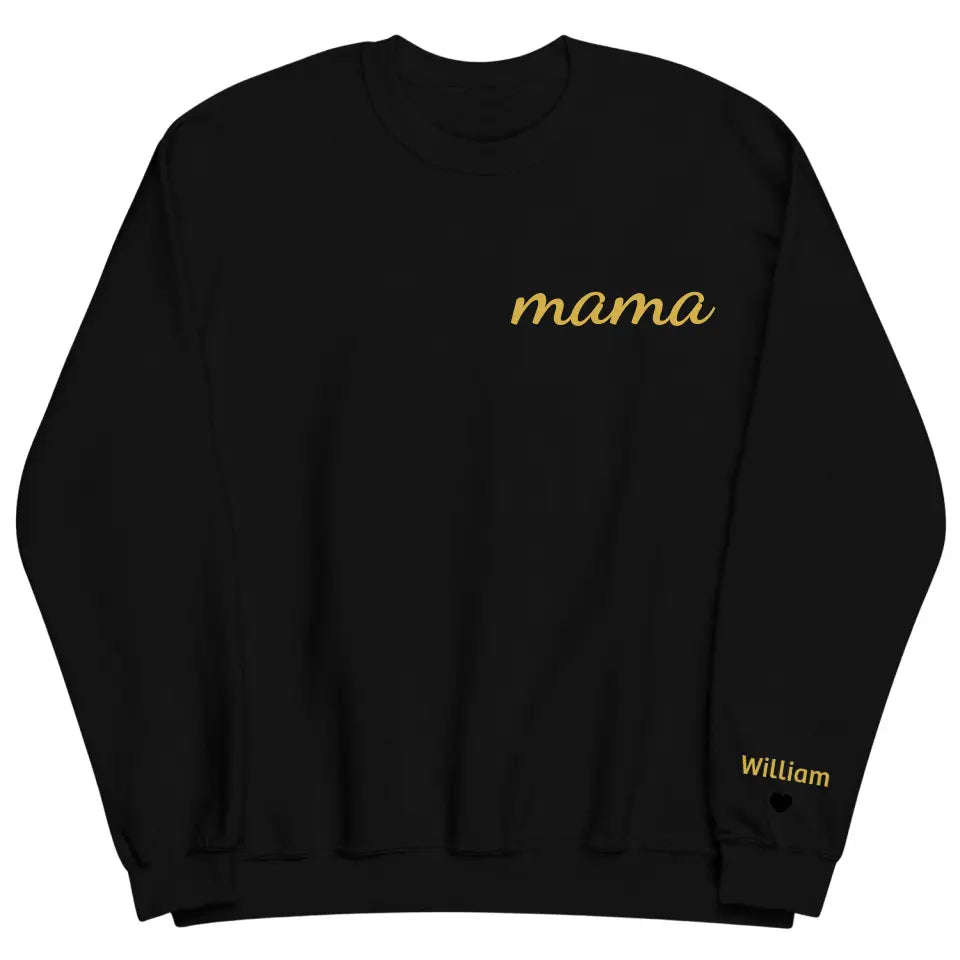 Mama With Kids Name - Personalized Custom Embroidered Sweatshirt - Gift For Mom, Family Members