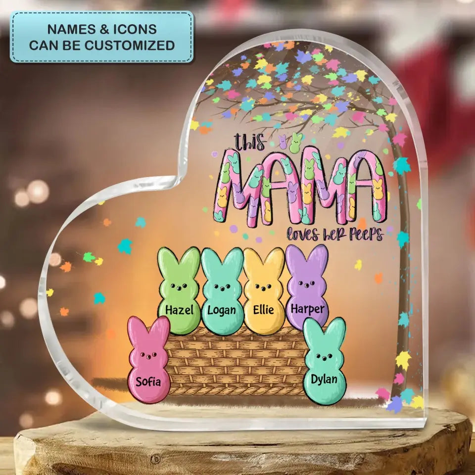 This Grandma Love Her Peeps - Personalized Custom Heart-shaped Acrylic Plaque - Easter Day, Mother's Day Gift For Grandma, Mom