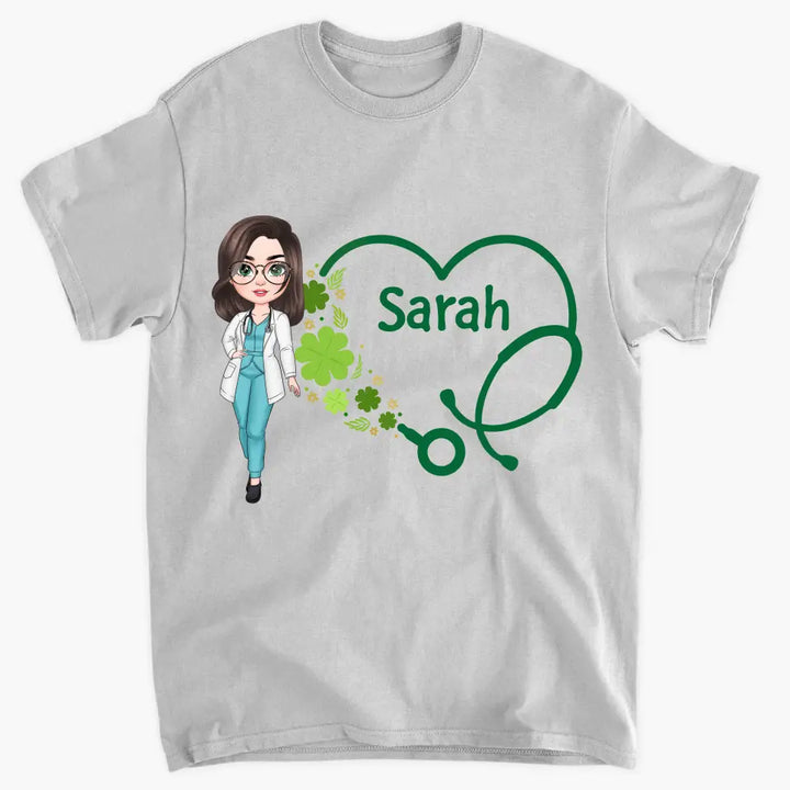 Heart Stethoscope Lucky Nurse - Personalized Custom T-shirt - Nurse's Day, Appreciation Gift For Nurse