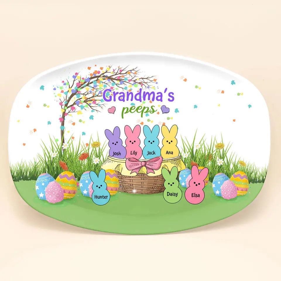 Grandma Peeps - Personalized Custom Platter - Easter Gift For Grandma, Mom, Family Members