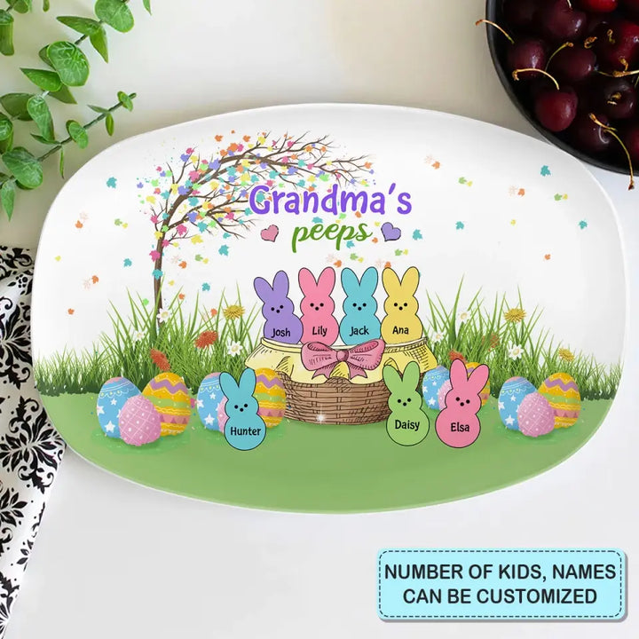 Grandma Peeps - Personalized Custom Platter - Easter Gift For Grandma, Mom, Family Members
