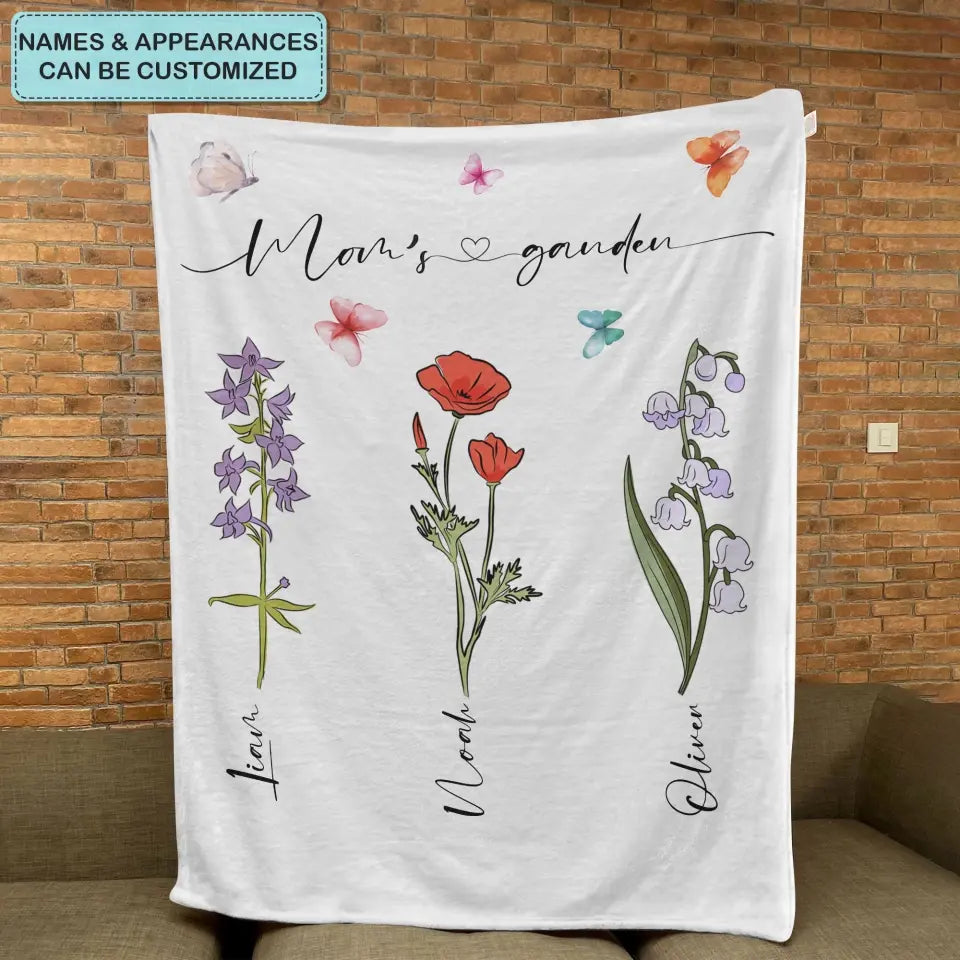 Grandma's Garden - Personalized Custom Blanket - Mother's Day, Gift For Grandma, Mom, Family Members