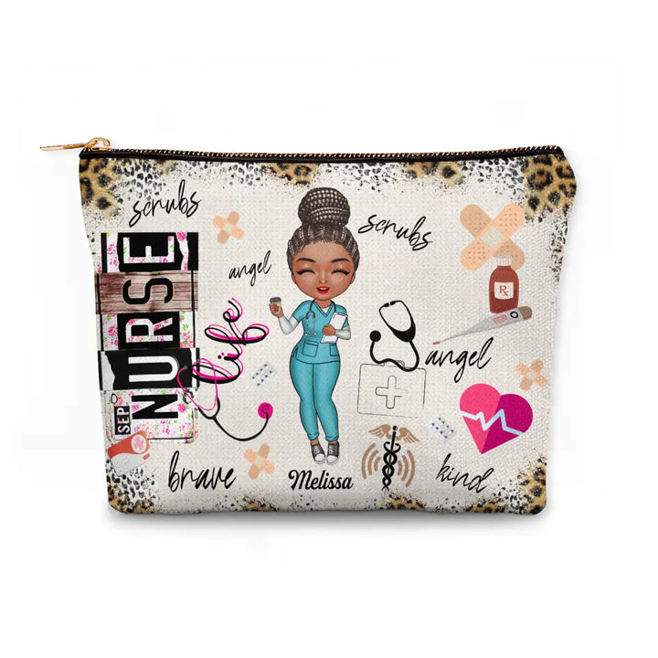 Nurse Life Scrubs - Personalized Custom Canvas Makeup Bag - Nurse's Day, Appreciation Gift For Nurse