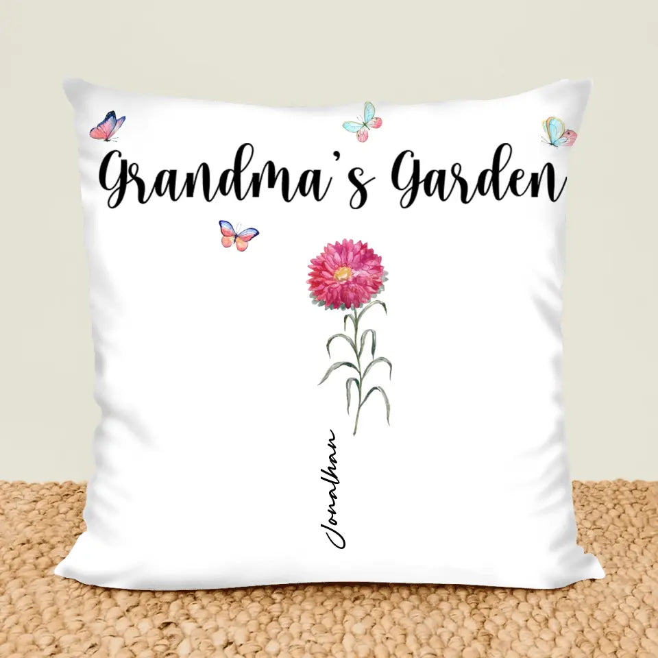 Grandma's Garden- Personalized Custom Pillow Case- Mother's Day Gift For Grandma, Mom, Family Members