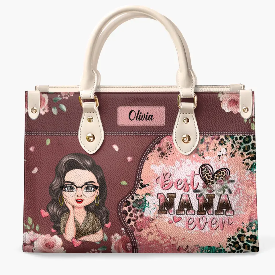 Best Nana Ever - Personalized Custom Leather Bag - Mother's Day Gift For Grandma