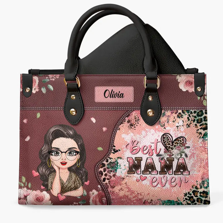 Best Nana Ever - Personalized Custom Leather Bag - Mother's Day Gift For Grandma