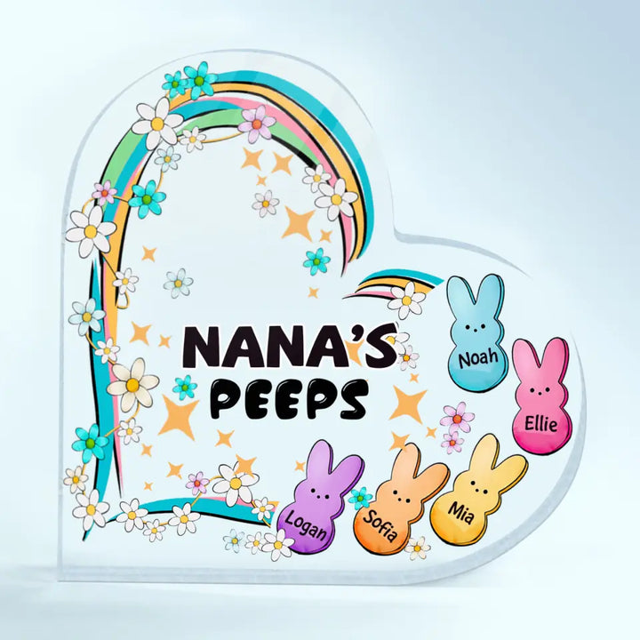 Nana Peeps - Personalized Custom Heart-shaped Acrylic Plaque - Gift For Family Members, Grandma