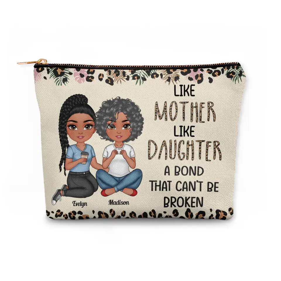 Like Mother Like Daughter - Personalized Custom Canvas Makeup Bag - Mother's Day Gift For Mom, Family Members