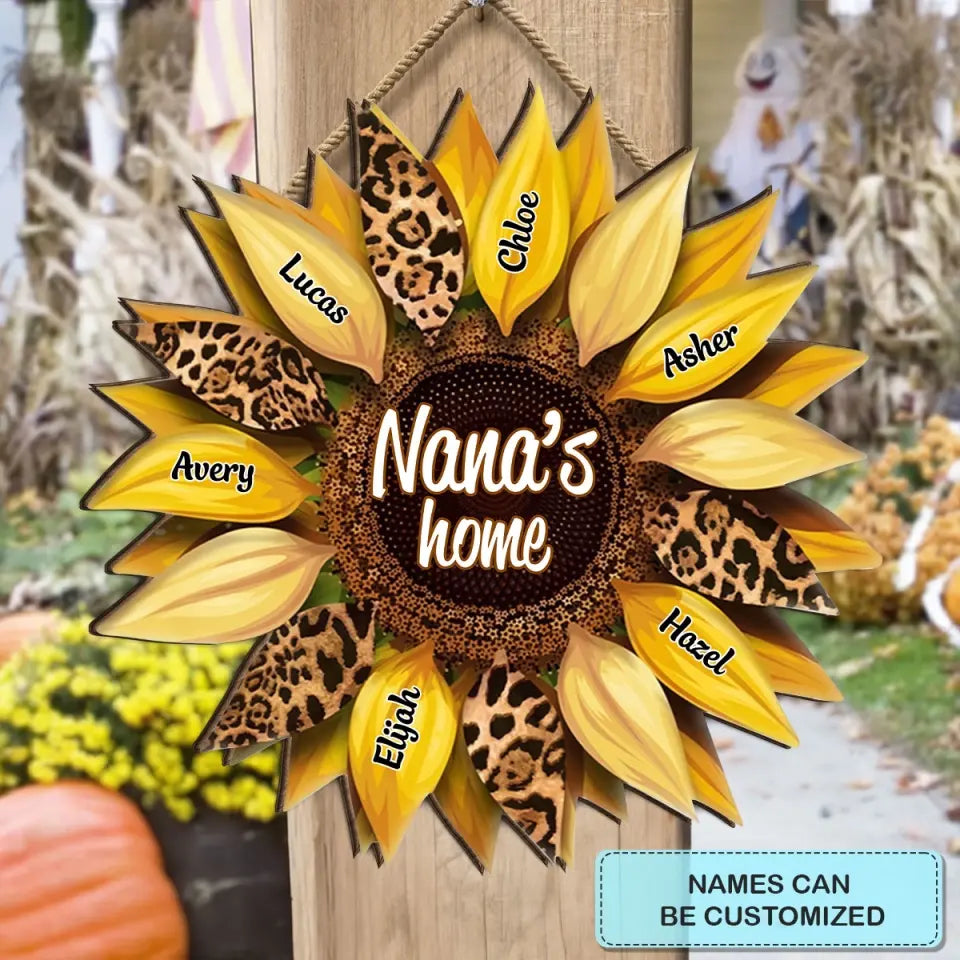 Sunflowers - Personalized Custom Door Sign - Gift For Grandma, Family Members