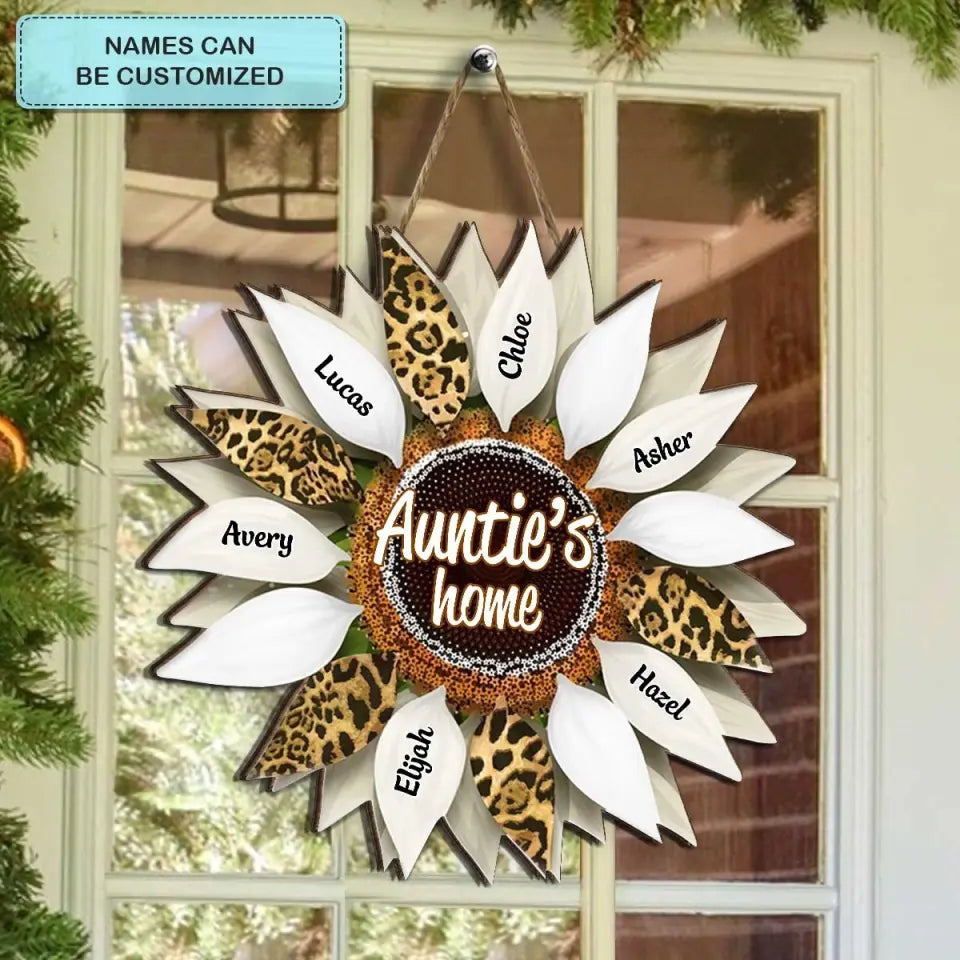 Sunflowers - Personalized Custom Door Sign - Gift For Grandma, Family Members