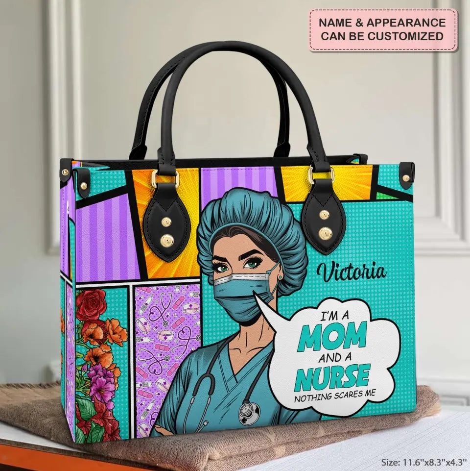 I'm A Mom And A Nurse - Personalized Custom Leather Bag - Appreciation Gift For Nurse