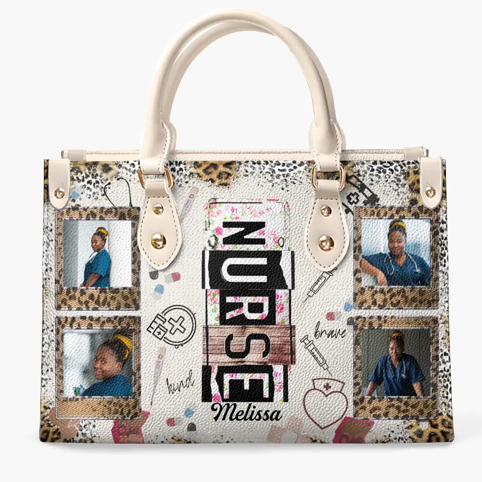 Leopard Nurse Wrap - Personalized Custom Leather Bag - Nurse's Day, Appreciation Gift For Nurse