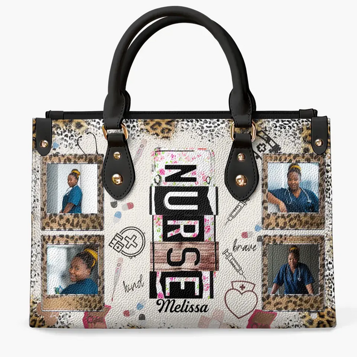 Leopard Nurse Wrap - Personalized Custom Leather Bag - Nurse's Day, Appreciation Gift For Nurse