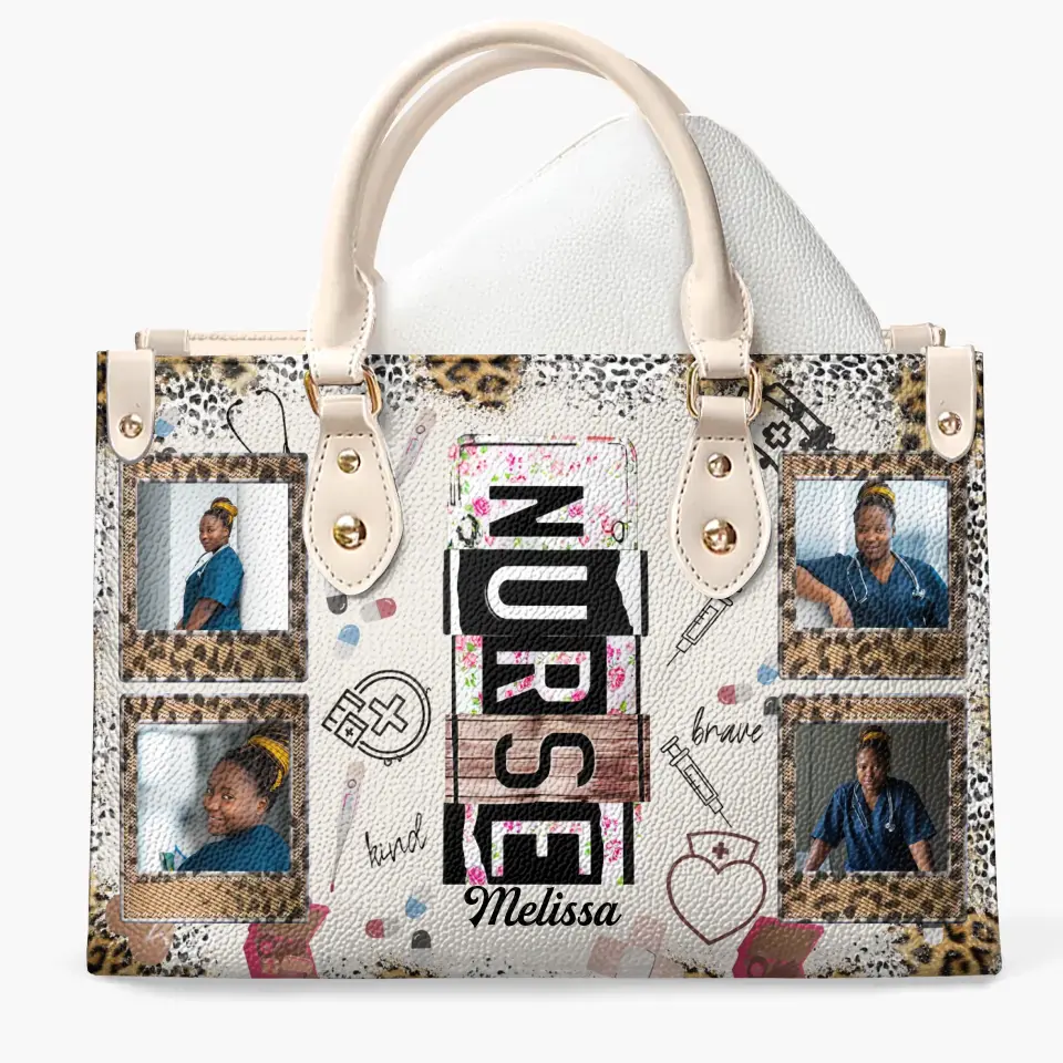 Leopard Nurse Wrap - Personalized Custom Leather Bag - Nurse's Day, Appreciation Gift For Nurse