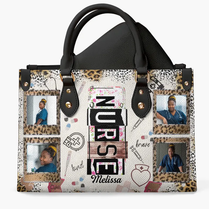 Leopard Nurse Wrap - Personalized Custom Leather Bag - Nurse's Day, Appreciation Gift For Nurse