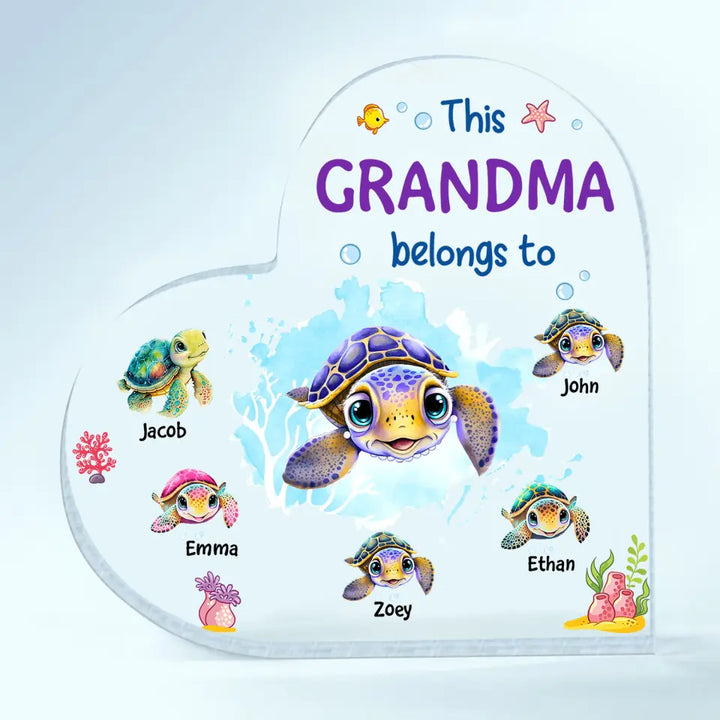 Love Being Grandma Turtle - Personalized Custom Heart-shaped Acrylic Plaque -  Mother's Day Gift For Grandma