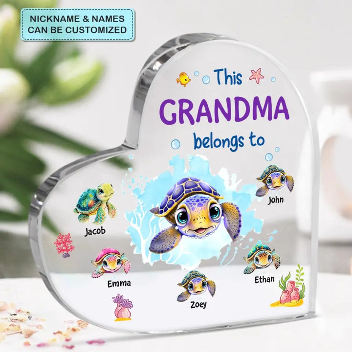 Love Being Grandma Turtle - Personalized Custom Heart-shaped Acrylic Plaque -  Mother's Day Gift For Grandma