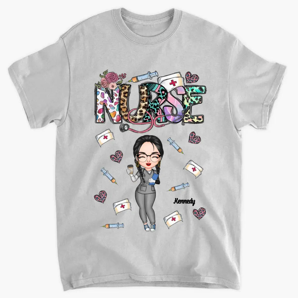 Leopard Nurse Flower - Personalized Custom T-shirt - Nurse's Day, Appreciation Gift For Nurse