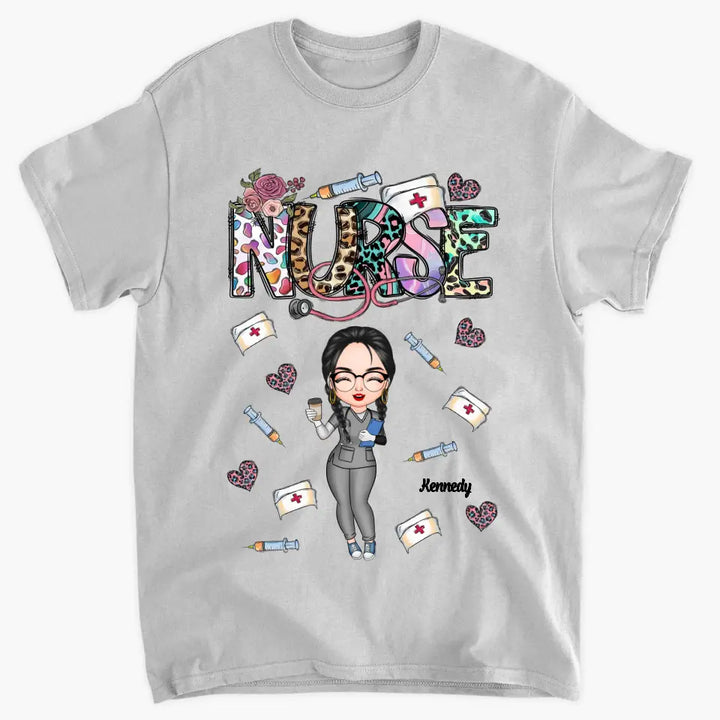 Leopard Nurse Flower - Personalized Custom T-shirt - Nurse's Day, Appreciation Gift For Nurse