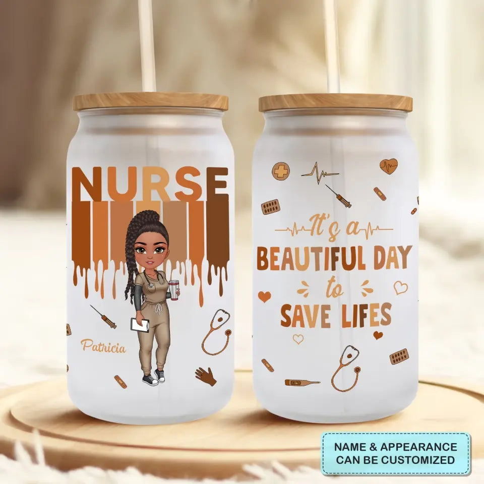 Nurse Life - Personalized Custom Glass Can - Nurse's Day Gift For Nurse