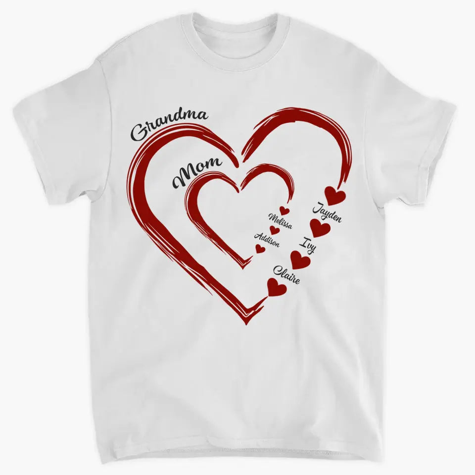 Mom Grandma Heart - Personalized Custom T-shirt - Mother's Day, Gift For Mom, Grandma
