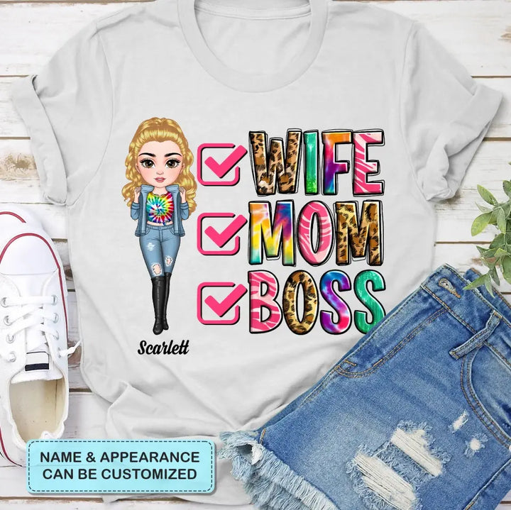 Wife Mom Boss - Personalized Custom T-shirt - Mother's Day Gift For Mom