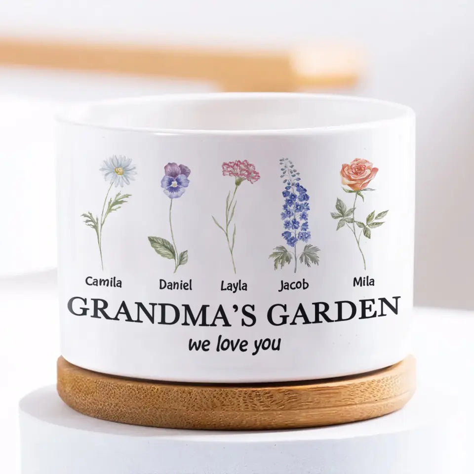 Grandma's Garden - Personalized Plant Pot - Mother's Day, Birthday Gift For Mom, Grandma