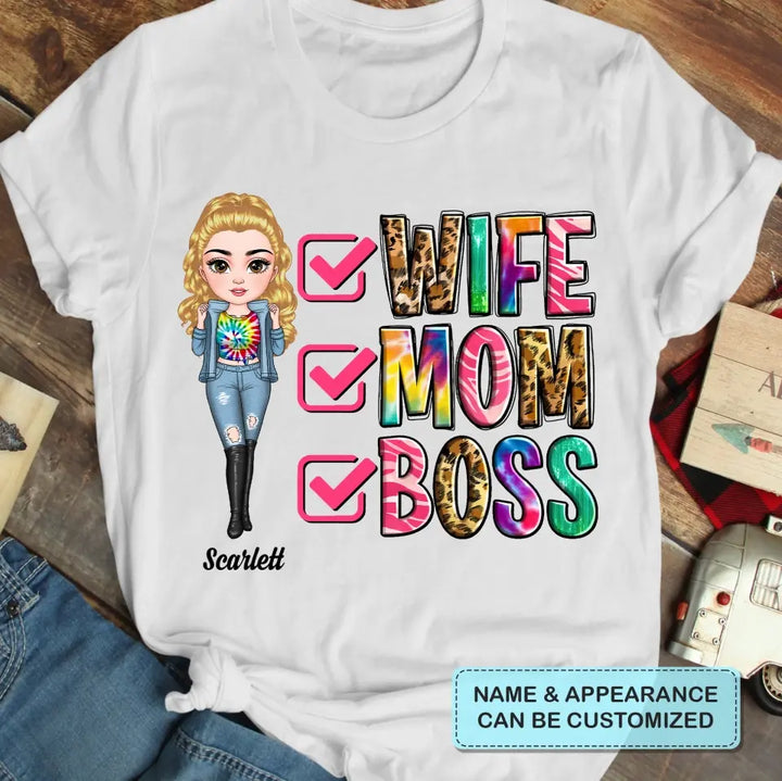 Wife Mom Boss - Personalized Custom T-shirt - Mother's Day Gift For Mom