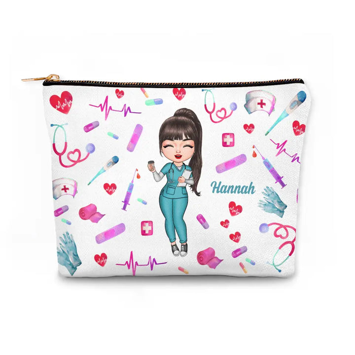 Nurse Life - Personalized Custom Canvas Makeup Bag - Nurse's Day, Appreciation Gift For Nurse