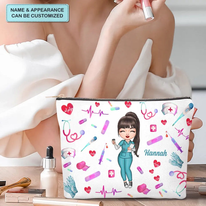 Nurse Life - Personalized Custom Canvas Makeup Bag - Nurse's Day, Appreciation Gift For Nurse