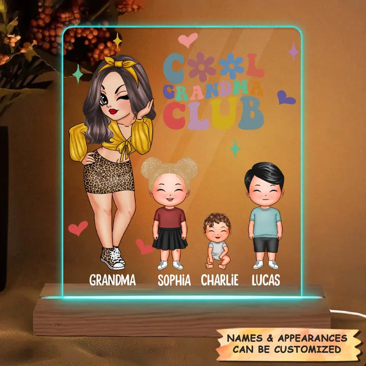 Grandma Club - Personalized Custom 3D LED Light Wooden Base - Mother's Day Gift For Mom, Grandma, Family Members