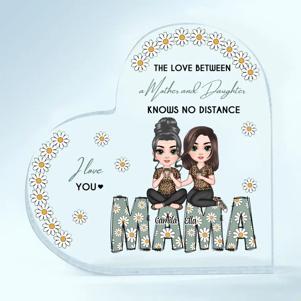 Mama, We Love You Daisy - Personalized Heart-shaped Acrylic Plaque - Mother's Day Gift For Mom