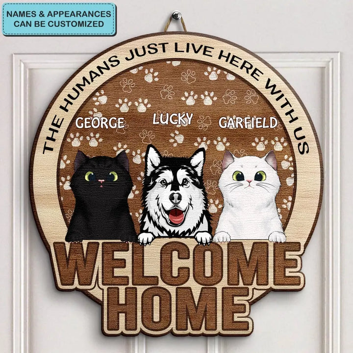 Welcome To Our Home - Personalized Custom Door Sign - For Cat Lover, Cat Dad, Cat Mom, Cat Owner