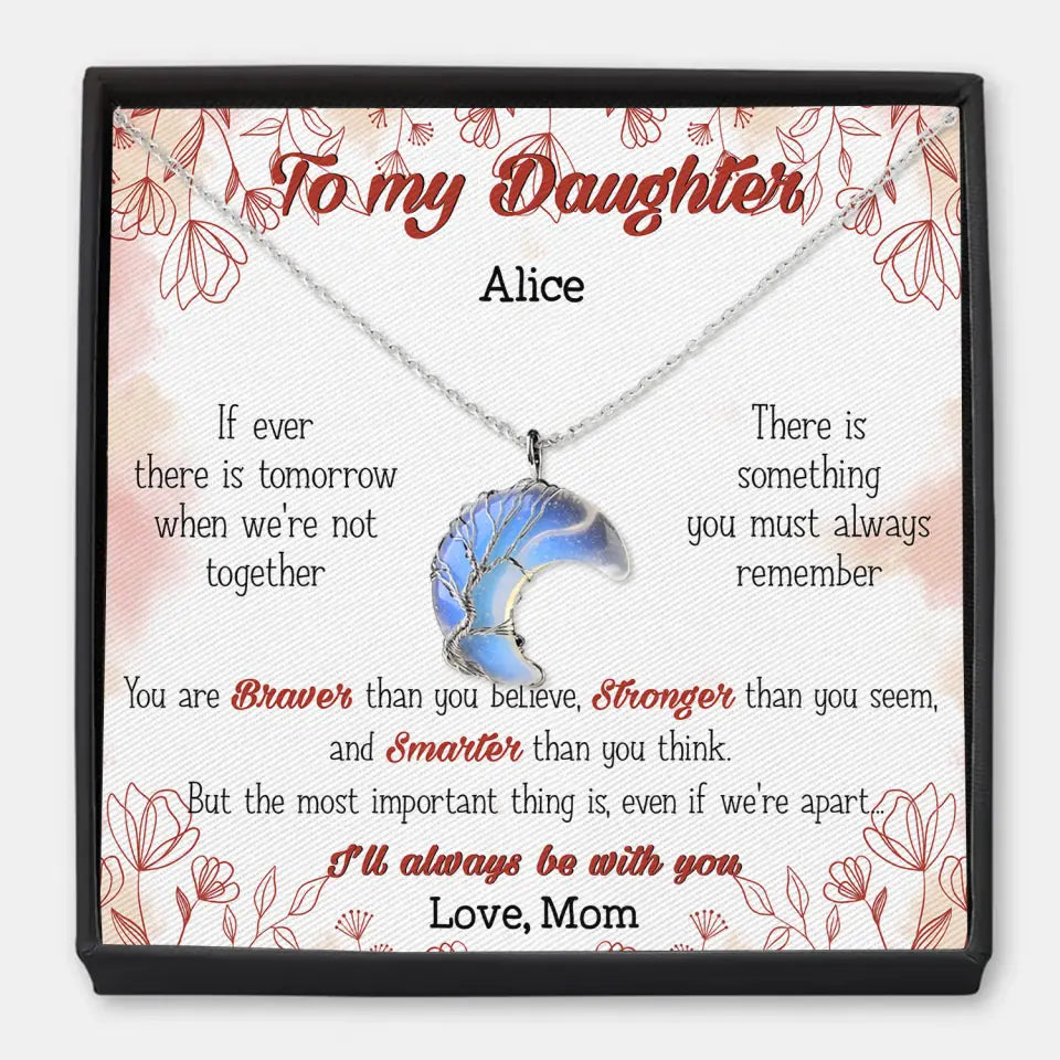 To My Granddaughter - Personalized Custom Moon Charm Message Card Necklace - Grandma's Gift