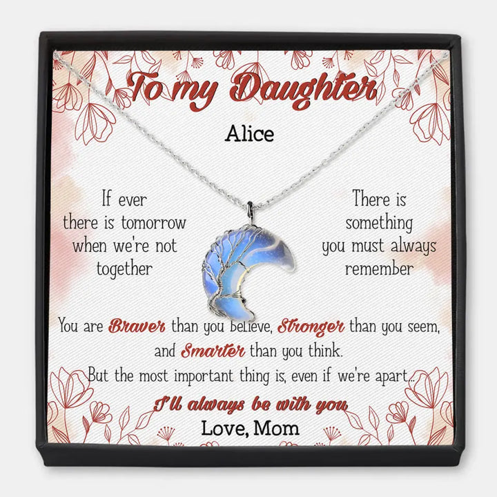 To My Granddaughter - Personalized Custom Moon Charm Message Card Necklace - Grandma's Gift