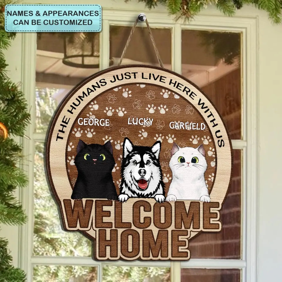 Welcome To Our Home - Personalized Custom Door Sign - For Cat Lover, Cat Dad, Cat Mom, Cat Owner