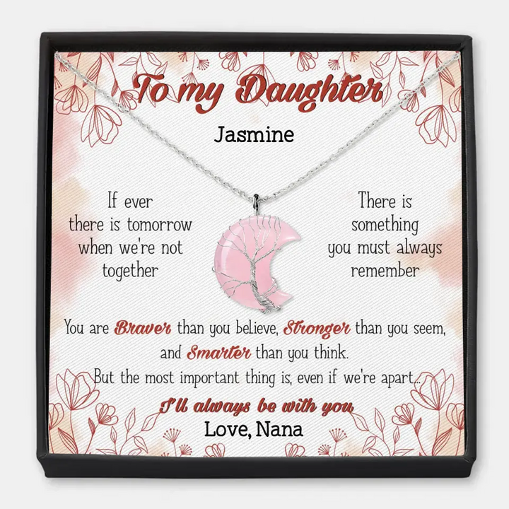 To My Granddaughter - Personalized Custom Moon Charm Message Card Necklace - Grandma's Gift