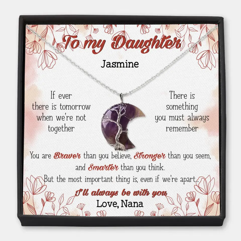 To My Granddaughter - Personalized Custom Moon Charm Message Card Necklace - Grandma's Gift
