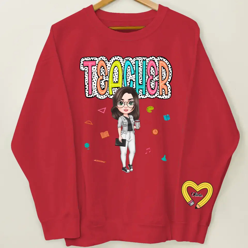 Teacher Life Dalmatian Dots - Personalized Custom Sweatshirt - Teacher's Day, Appreciation Gift For Teacher