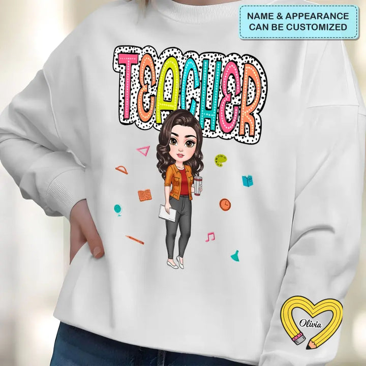 Teacher Life Dalmatian Dots - Personalized Custom Sweatshirt - Teacher's Day, Appreciation Gift For Teacher