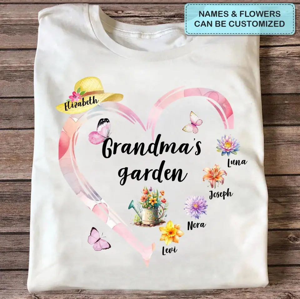 Grandma's Garden - Personalized Custom T-shirt - Mother's Day Gift For Grandma, Family Members