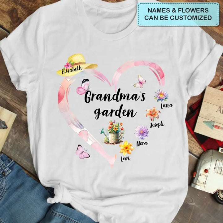 Grandma's Garden - Personalized Custom T-shirt - Mother's Day Gift For Grandma, Family Members