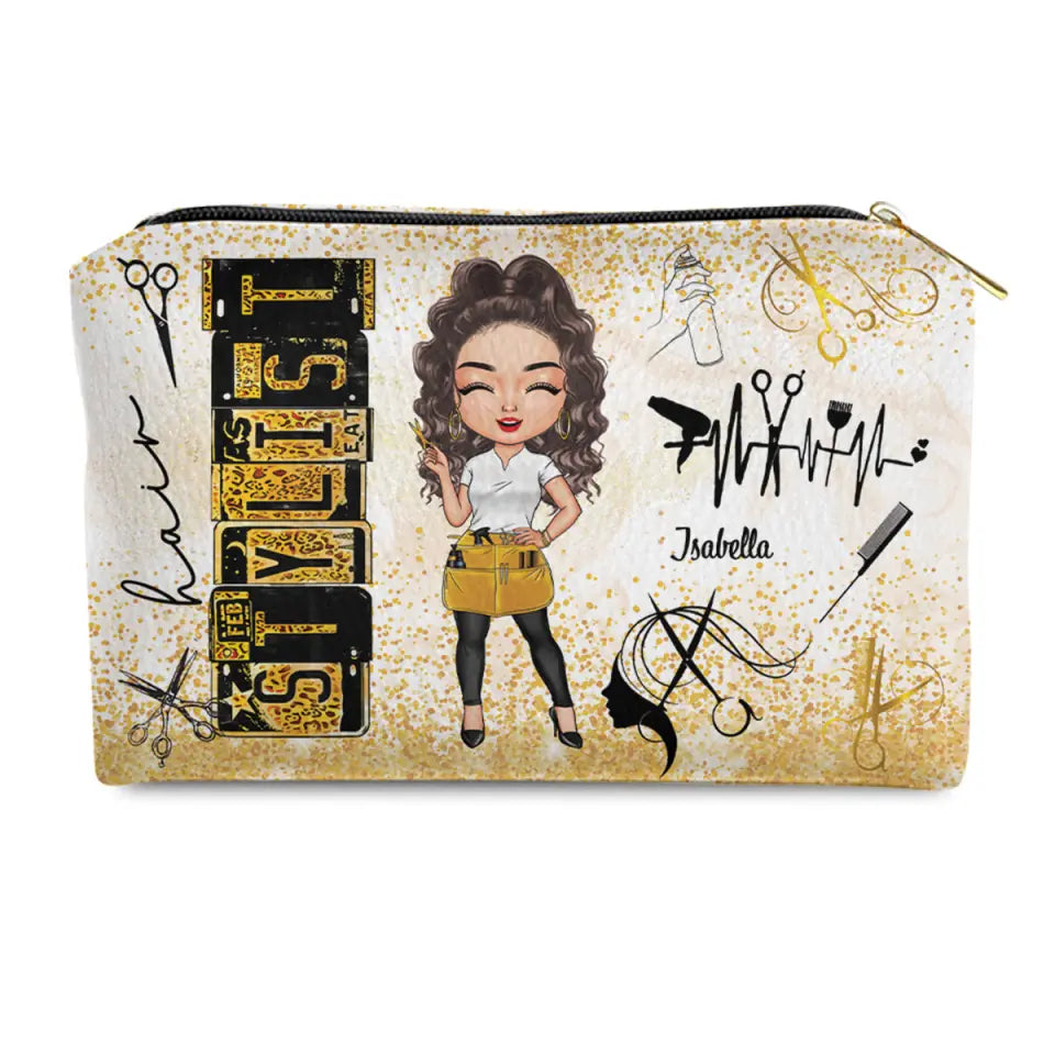 Stylist Life - Personalized Custom Leather Makeup Bag - Gift For Stylist