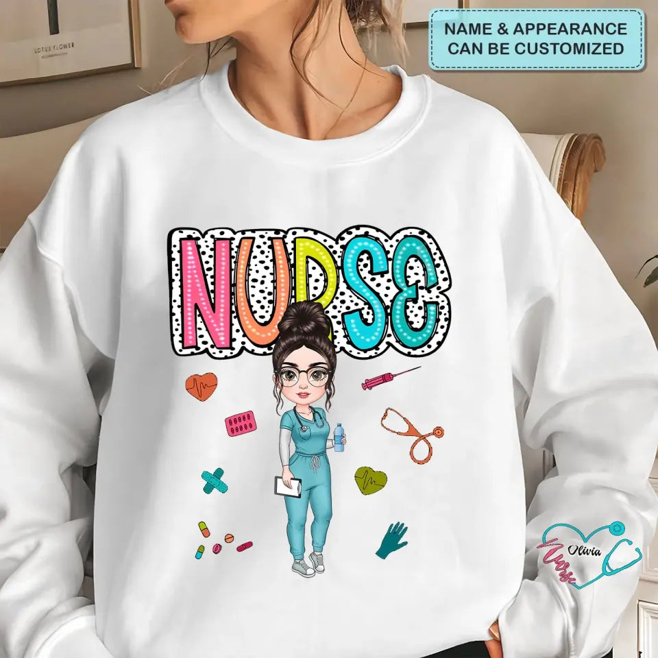 Nurse Life Dalmatian Dots - Personalized Custom Sweatshirt - Nurse's Day, Appreciation Gift For Nurse