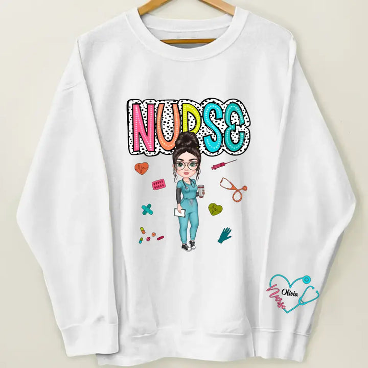 Nurse Life Dalmatian Dots - Personalized Custom Sweatshirt - Nurse's Day, Appreciation Gift For Nurse