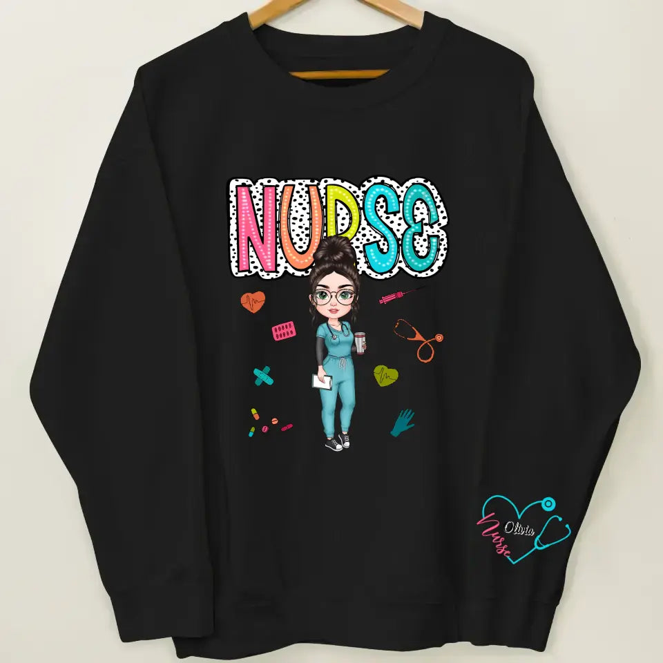 Nurse Life Dalmatian Dots - Personalized Custom Sweatshirt - Nurse's Day, Appreciation Gift For Nurse