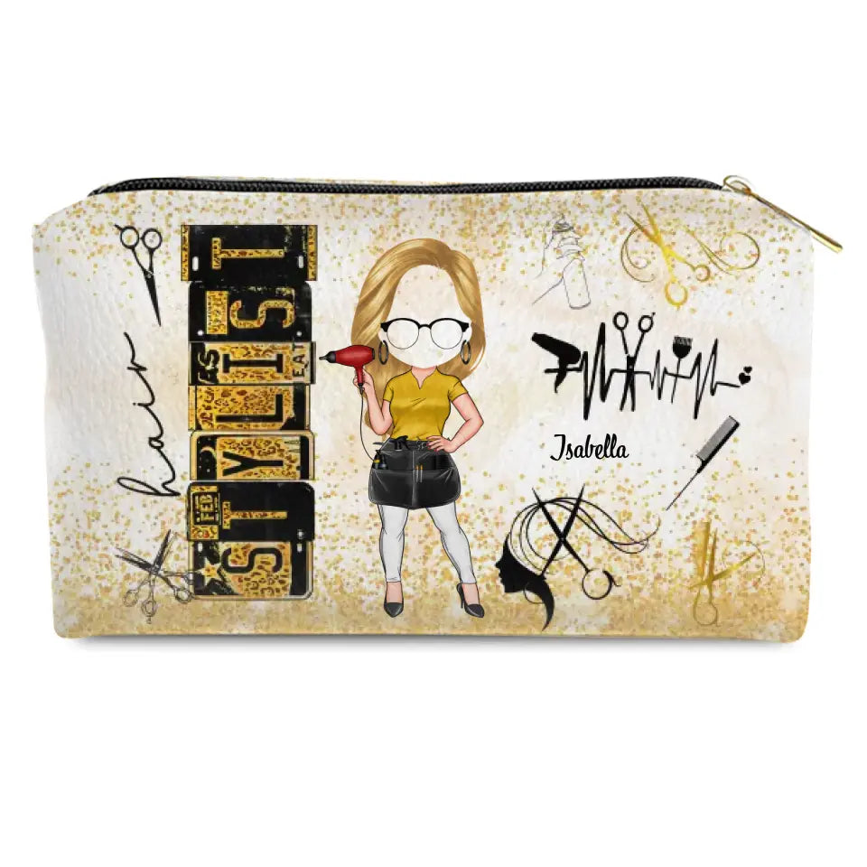 Stylist Life - Personalized Custom Leather Makeup Bag - Gift For Stylist