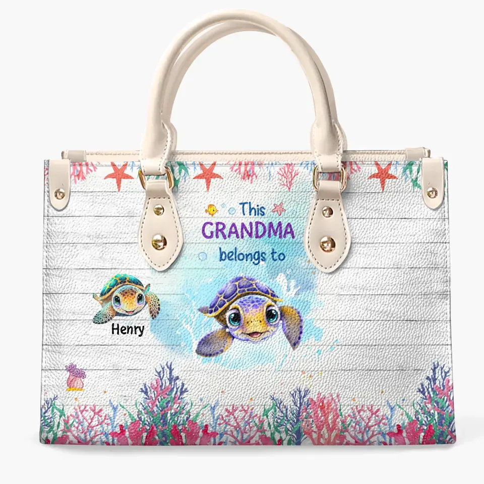 Love Being Grandma Turtle - Personalized Custom Leather Bag - Mother's Day Gift For Grandma