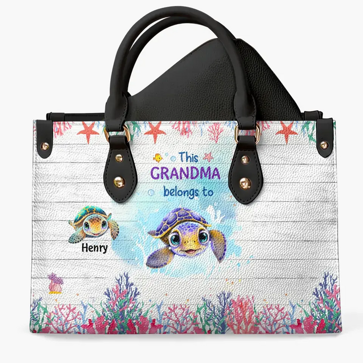 Love Being Grandma Turtle - Personalized Custom Leather Bag - Mother's Day Gift For Grandma